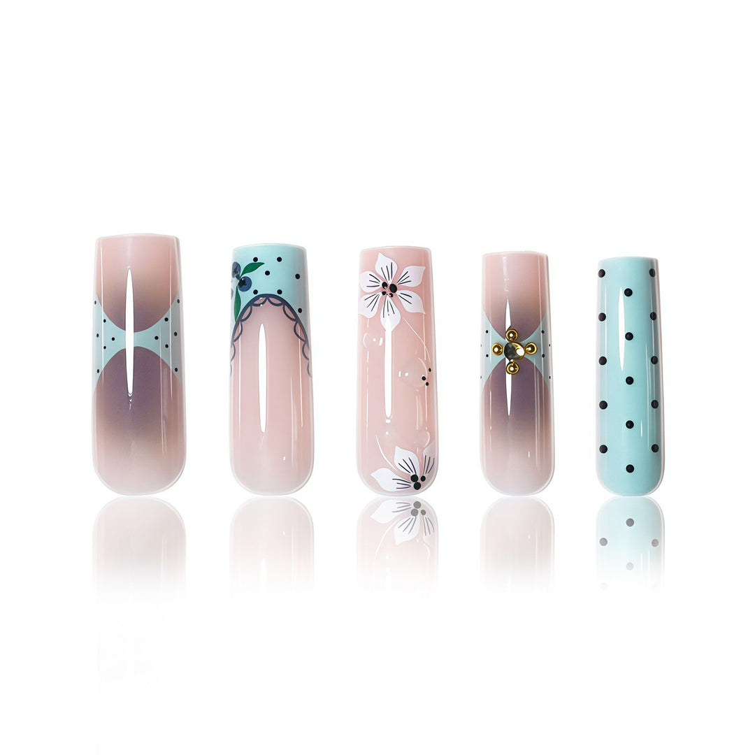 Artistic Long Length Press-On Nail Art Bowlift