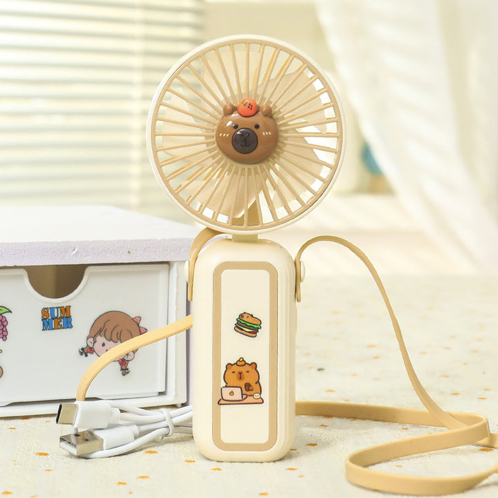 Women's Portable Mini Hand Fan with Cute Animal Design Bowlift
