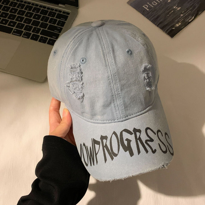 Women's Distressed Cotton Baseball Cap Bowlift 1784188446