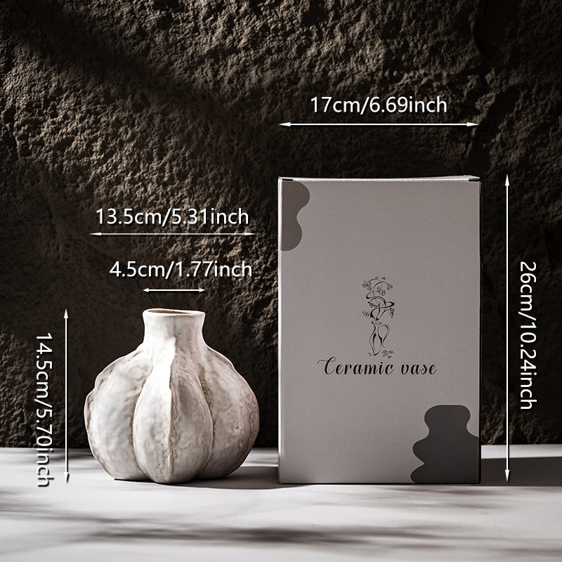 Decorative Ceramic Garlic-Shaped Woven Table Vase