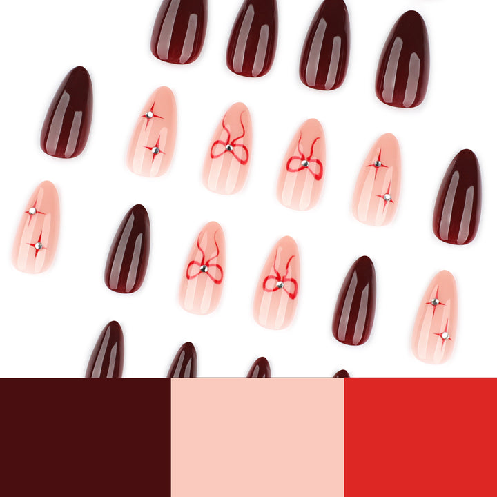 Artful nail art with elegant bows and rhinestone embellishments Bowlift