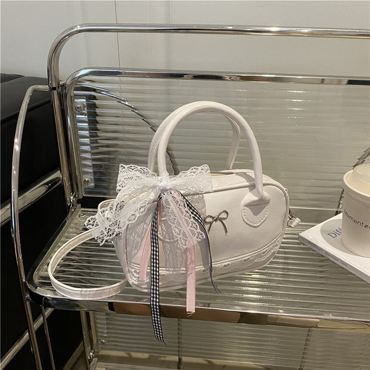 Elegant Lace-Trimmed Bow Handbag Bowlift