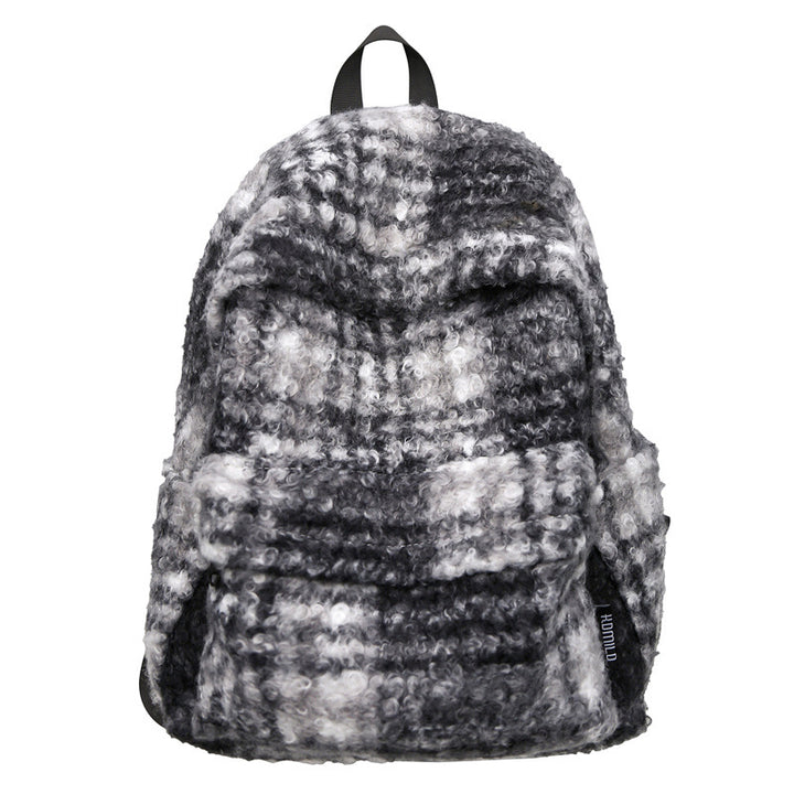 Cozy Fleece Checkered School Backpack Bowlift