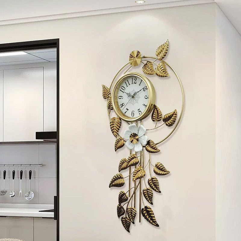 Decorative Wall Clock with Floral Accents Bowlift