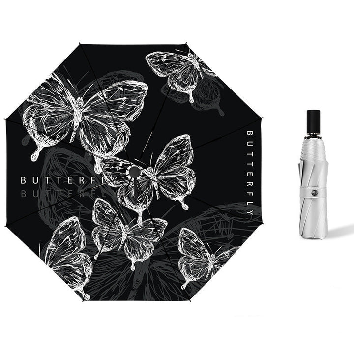 Ladies' compact folding umbrella with delicate butterfly design Bowlift