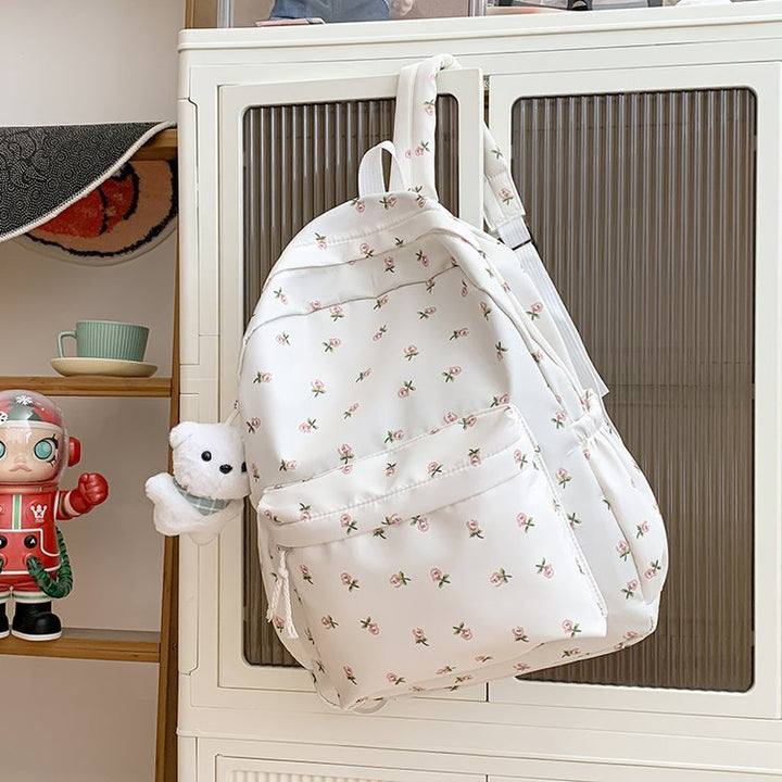 Backpack with Floral Design and Practical Compartments Bowlift