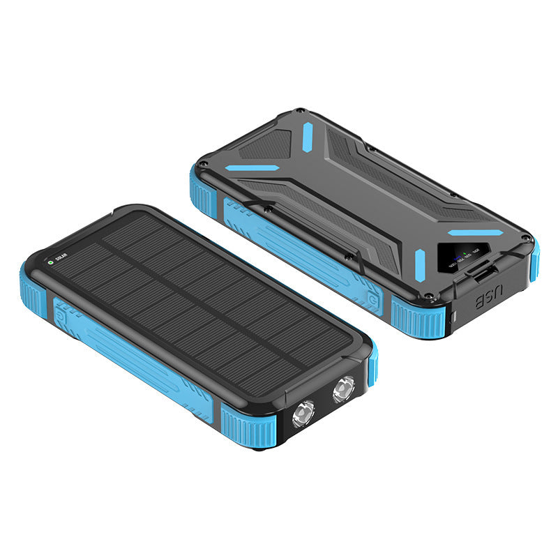 Solar-powered power bank with robust design and LED light Bowlift