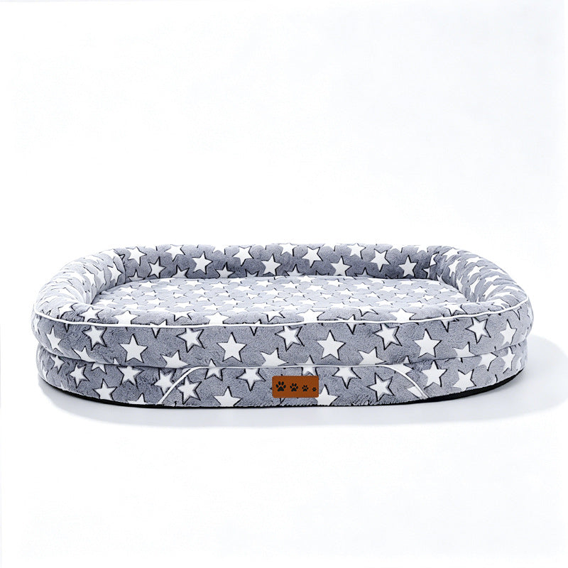 Plush Heart-Patterned Dog Bed
