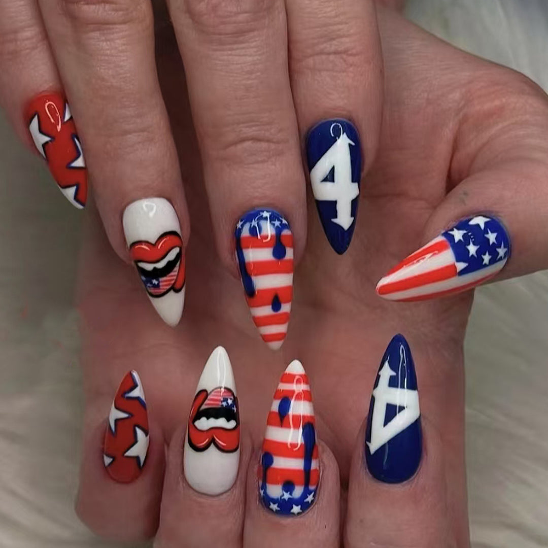 Artificial Nail Set with Colorful Flower Patterns Bowlift