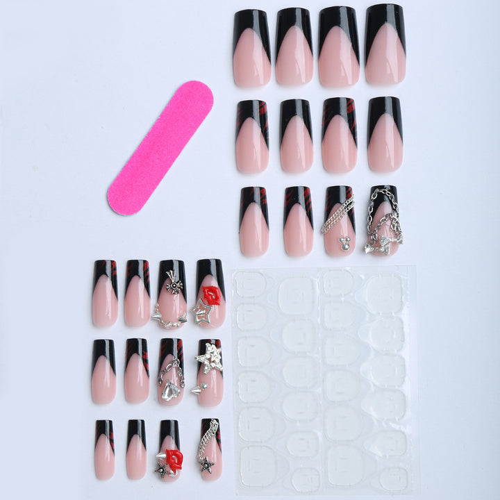 Artificial nails with glamorous 3D decorations and noble accents Bowlift