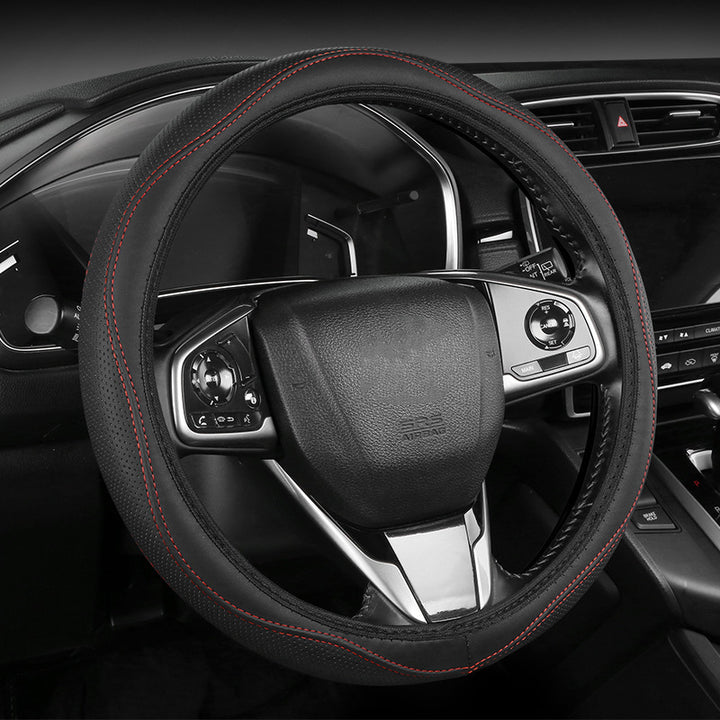 Premium Perforated Leather Steering Wheel Cover with Anti-Slip Cushion Bowlift