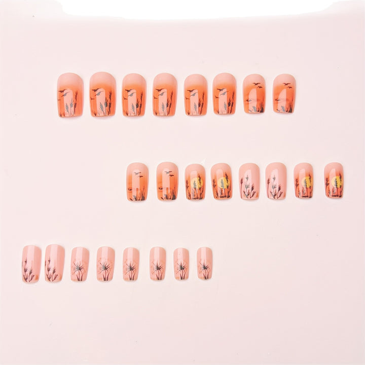 Artistic Sunset Landscape Nail Art Bowlift