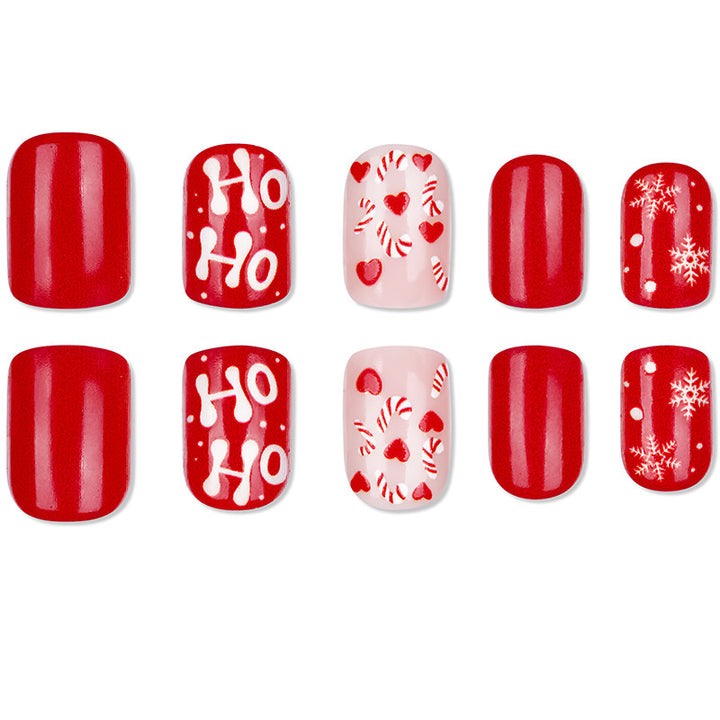 Artificial Nails with Festive Christmas Design Bowlift
