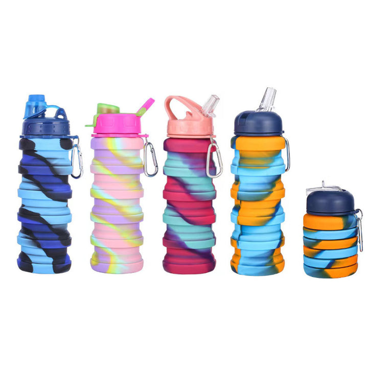 Unisex Collapsible Sports Water Bottle with Carabiner Bowlift
