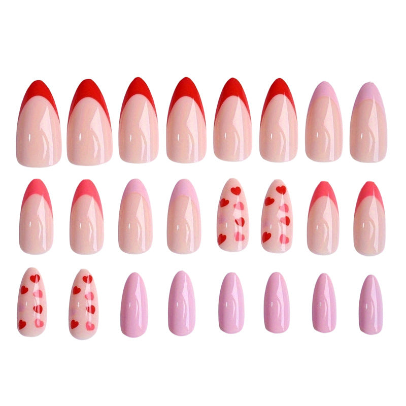 Heart-Patterned Press-On Nail Set Bowlift