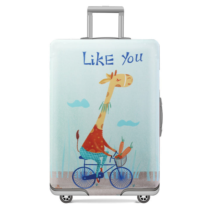 Unisex nan elastic motif suitcase cover made of stretchable polyester with handle and wheel openings Bowlift