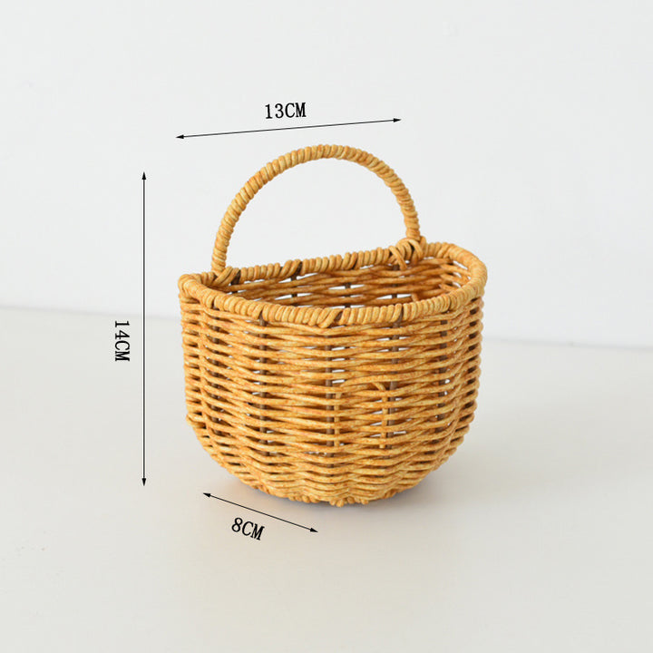 Wall shelf made of untreated wood with rattan inserts Bowlift