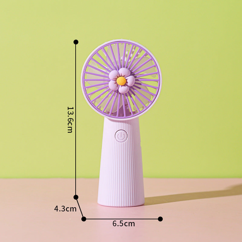 Women's Portable Mini Hand Fan with Floral Pattern Bowlift