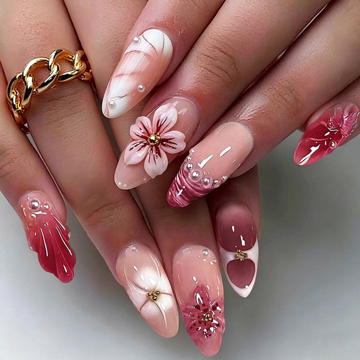 Artistic Floral Press-On Nail Collection Bowlift