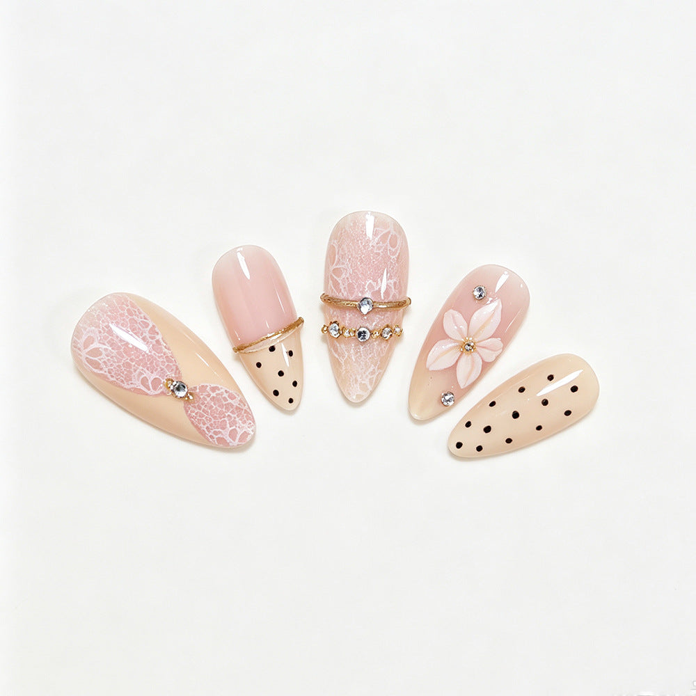 Elegant Floral Design Press-On Nail Tips Bowlift