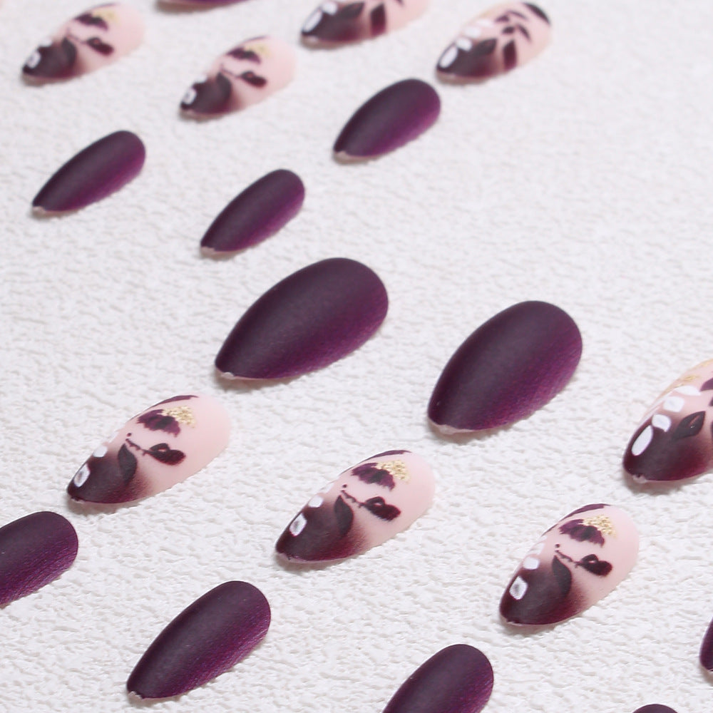 Elegant Floral Press-On Nail Set Bowlift