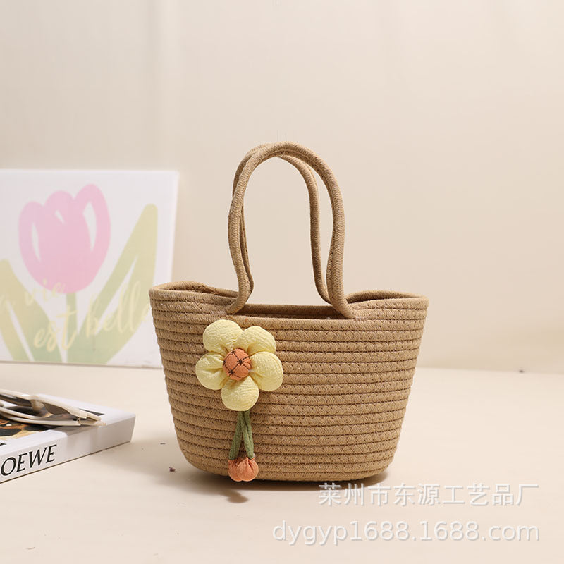 Handcrafted basket bag with floral accents Bowlift