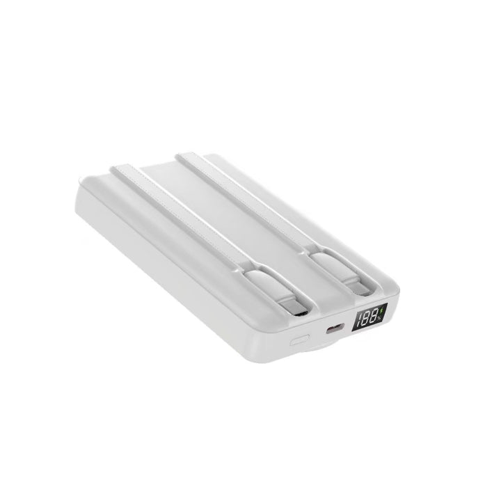 Portable power bank with multifunctional LED display and integrated cable management Bowlift