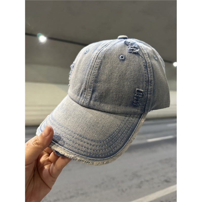 Women's Distressed Denim Baseball Cap Bowlift 1784084028