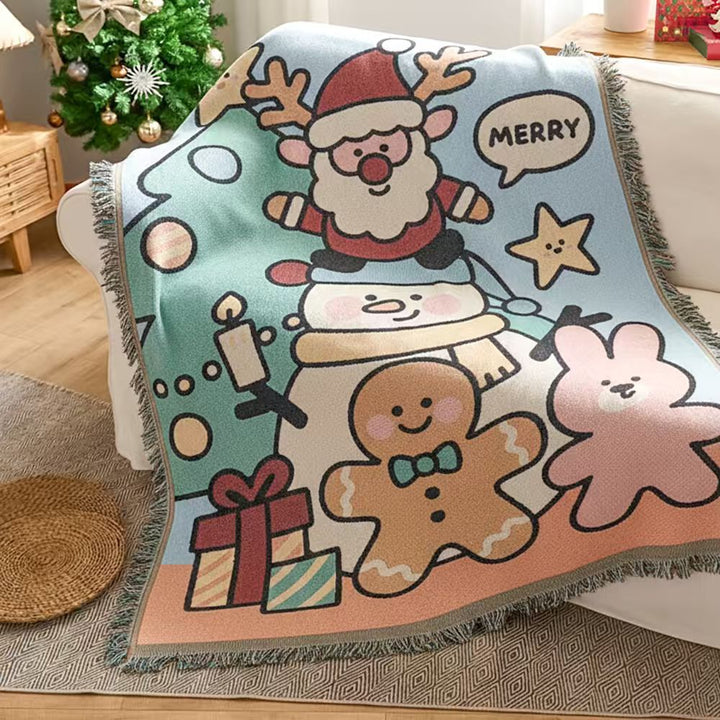Cozy Playful Holiday-Themed Throw Blanket