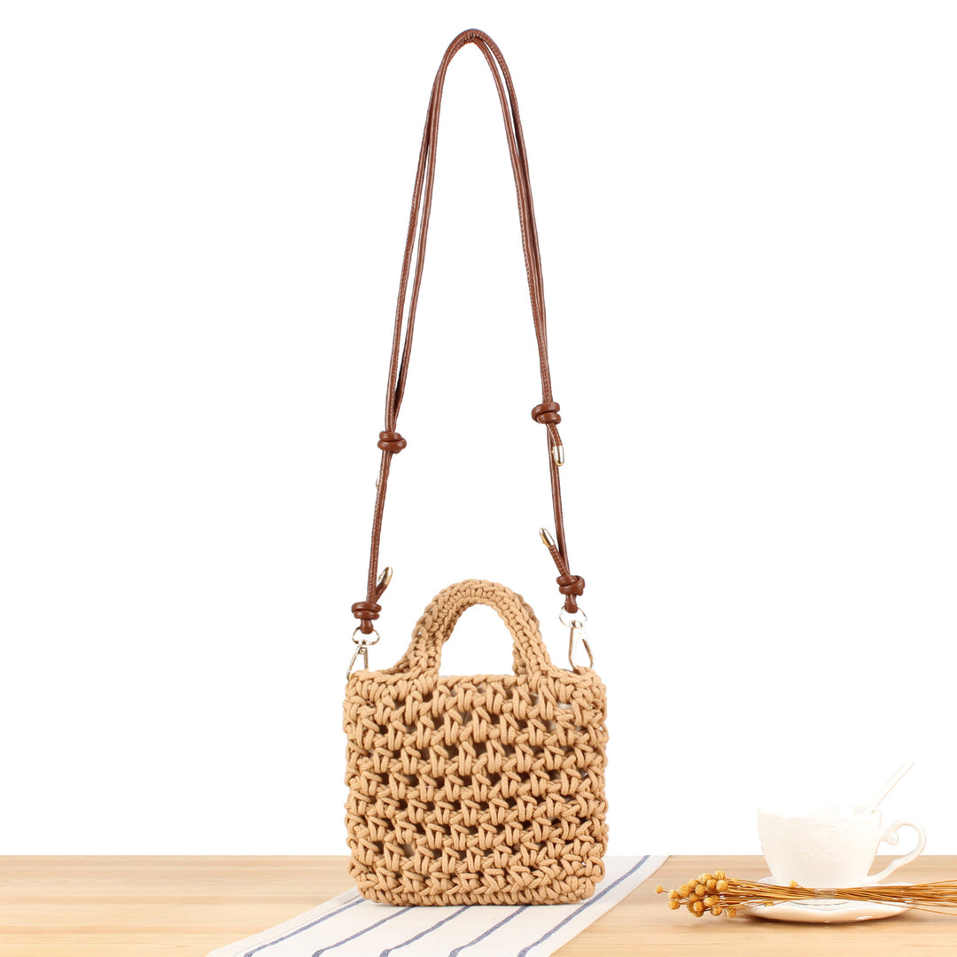 Handbag Made of Handmade Macrame with Adjustable Shoulder Strap Bowlift
