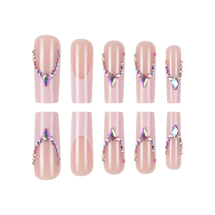 Rhinestone-Embellished Long Stiletto Press-On Nails Bowlift