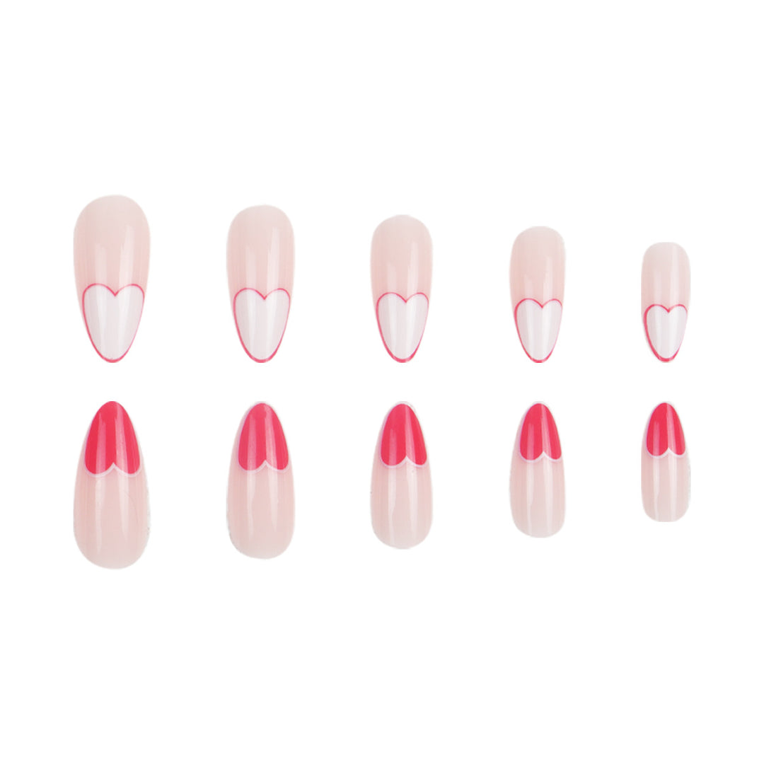 Heart-Design Stiletto Press-On Nails Bowlift 1789085993