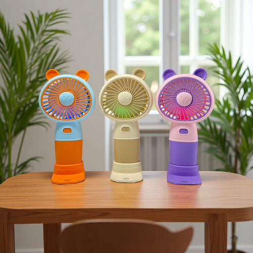 Ladies Portable Hand Fan with Animal Ears Bowlift