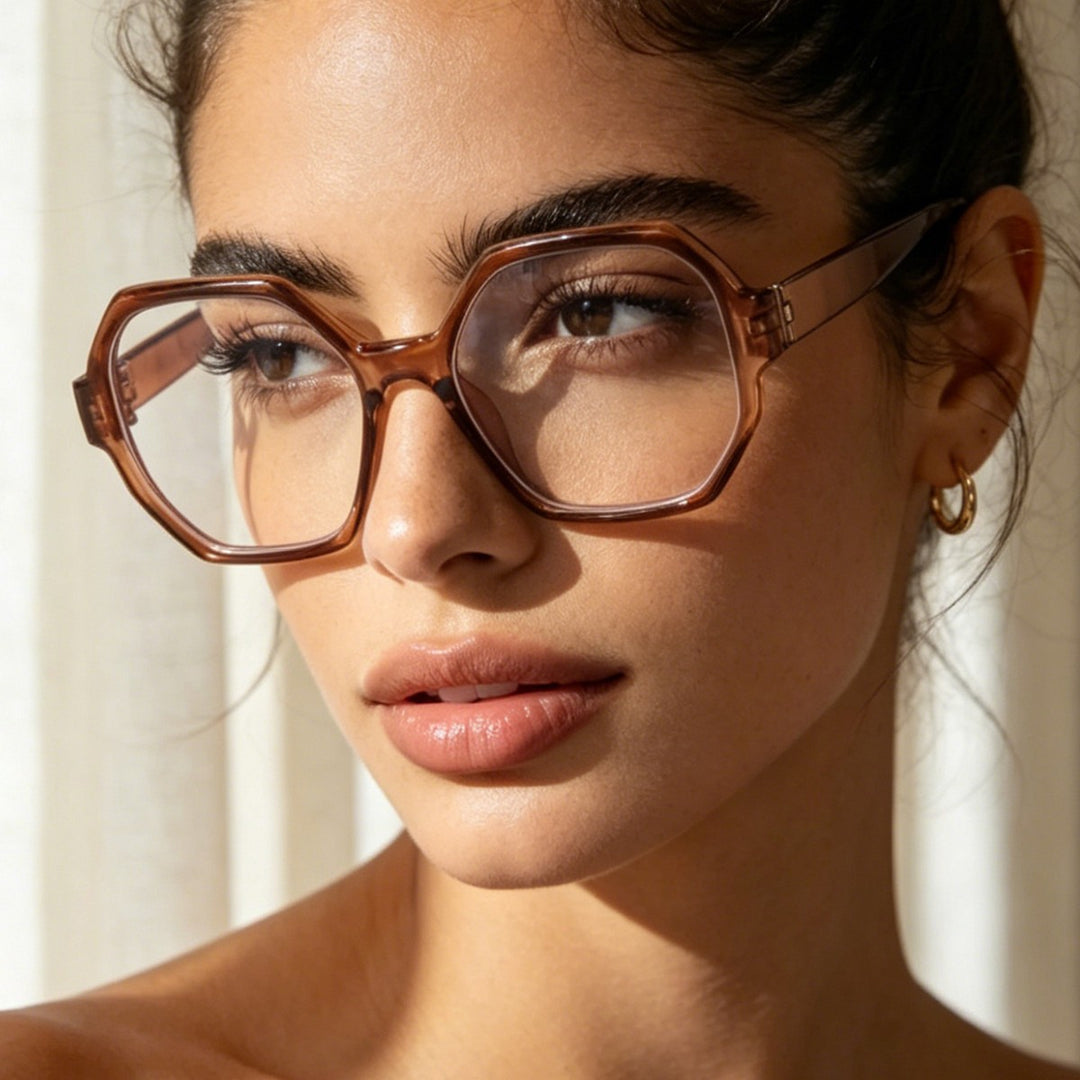 Women's fashionable sunglasses with hexagonal frame and UV protection Bowlift