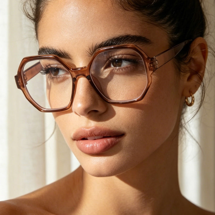 Women's fashionable sunglasses with hexagonal frame and UV protection Bowlift