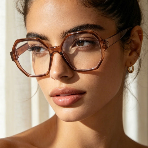 Women's fashionable sunglasses with hexagonal frame and UV protection Bowlift