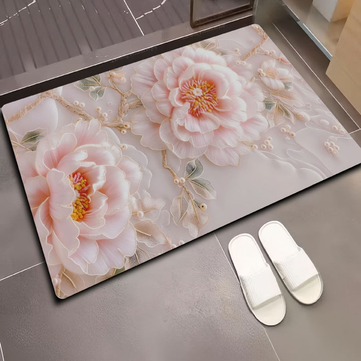 Floral Design Bath Mat Bowlift