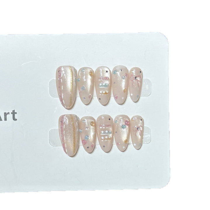 Starry Galaxy-Inspired Press-On Nail Art Set Bowlift