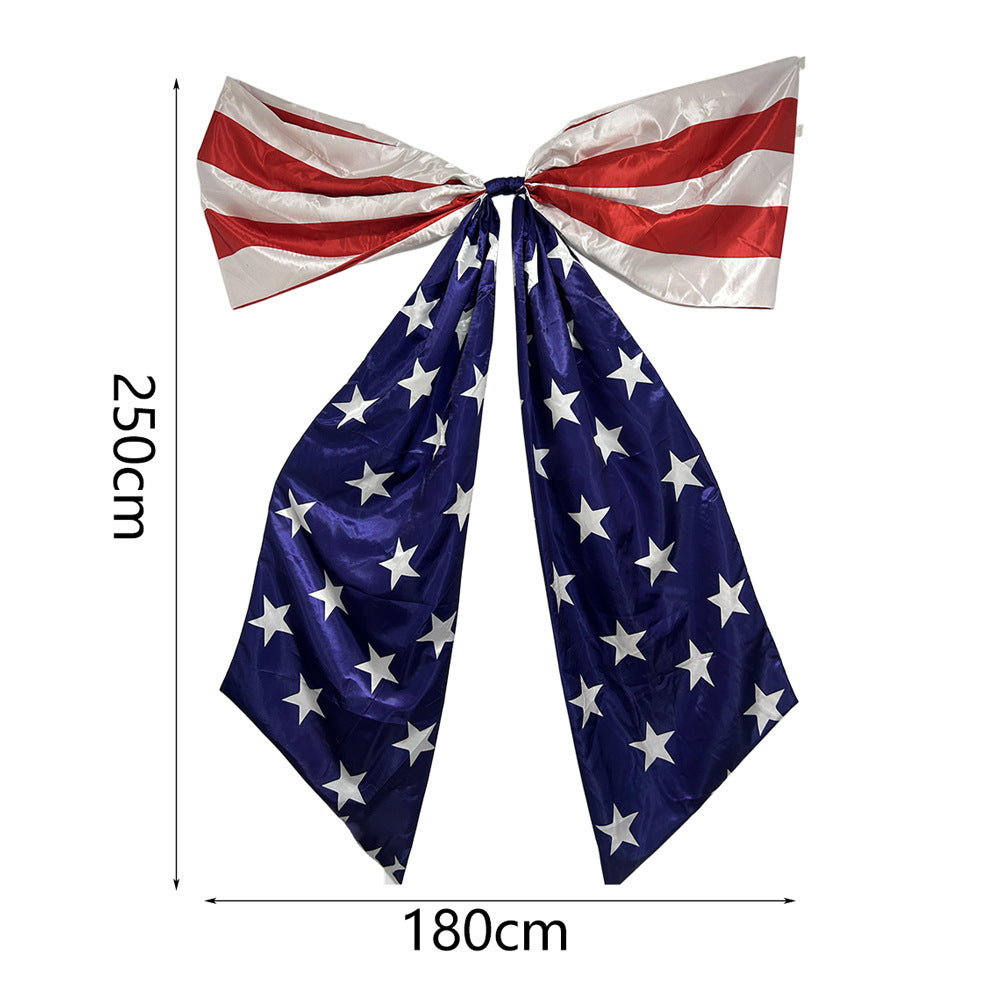 Unisex nan extra large decorative bow with long flag tail, integrated hanging loop, and weatherproof polyester Bowlift