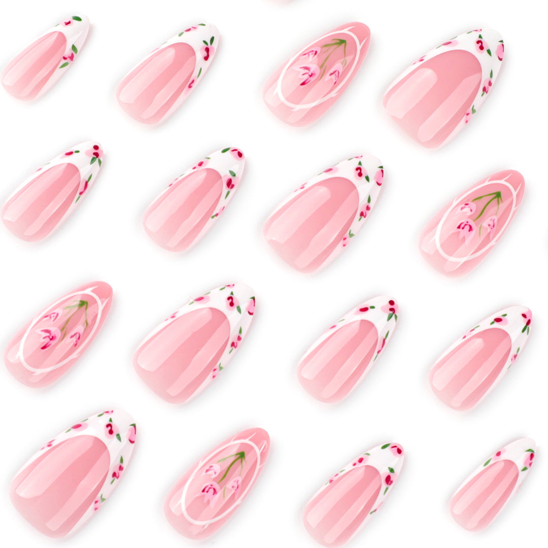 Artful Nail Extensions with Floral Design Bowlift