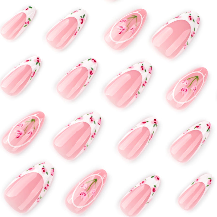 Artful Nail Extensions with Floral Design Bowlift