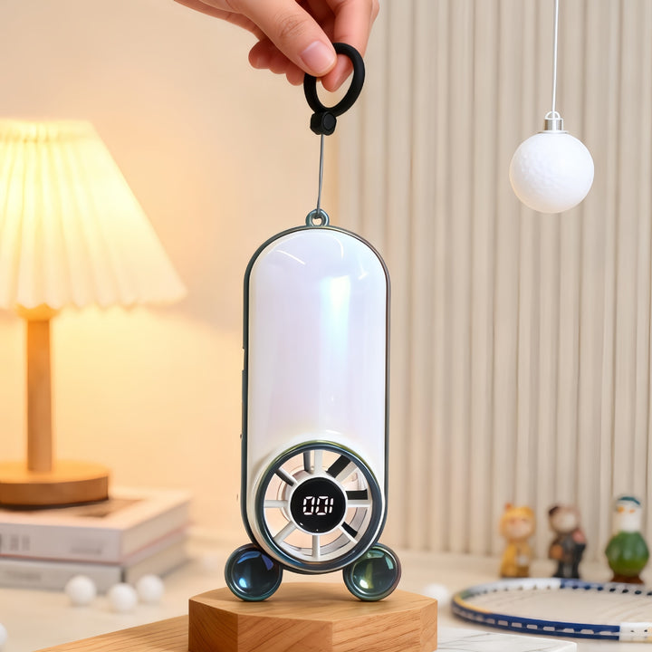 Women's Portable Mini Fan with Digital Display and Animal Ears Bowlift