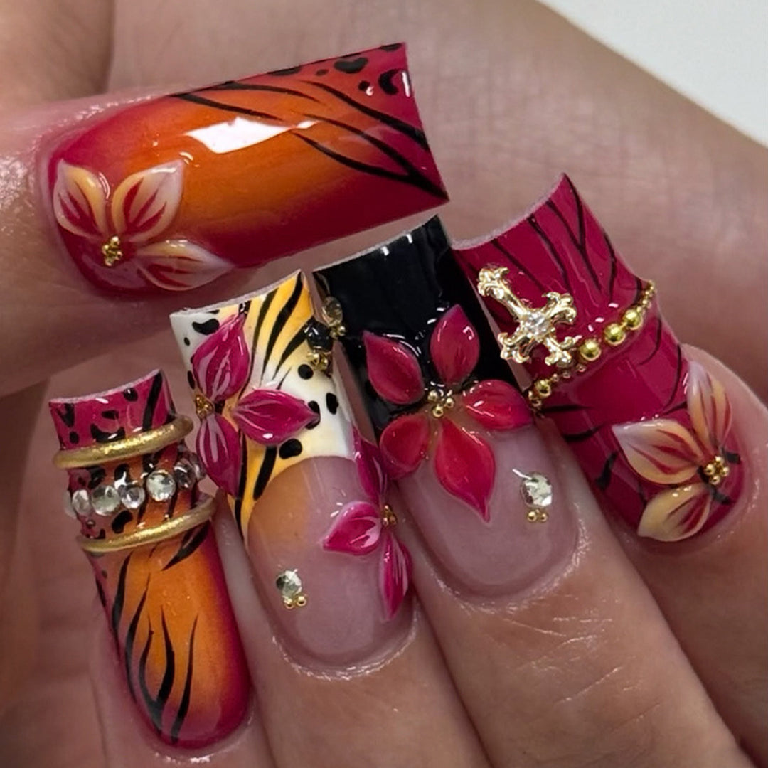 Elaborate Press-On Nail Art Set