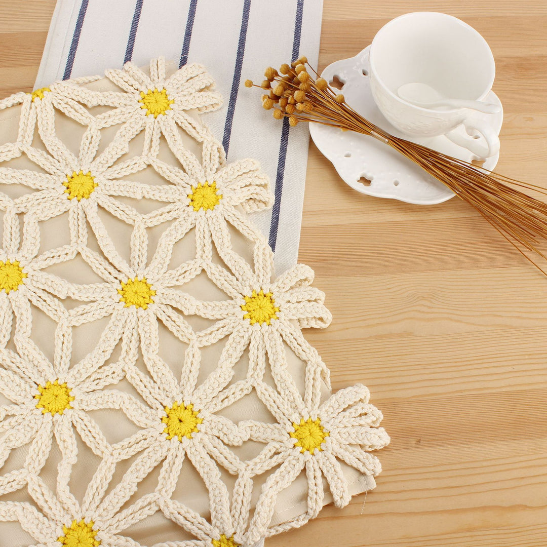 Handcrafted macrame bag with floral accents Bowlift