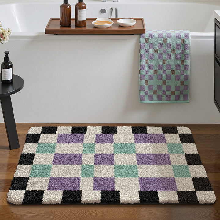 Plush Geometric Bath Mat Bowlift