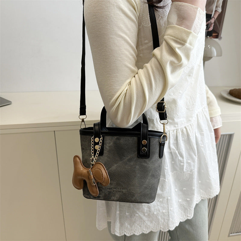Playful Denim Mini Handheld Tote Bag Bowlift