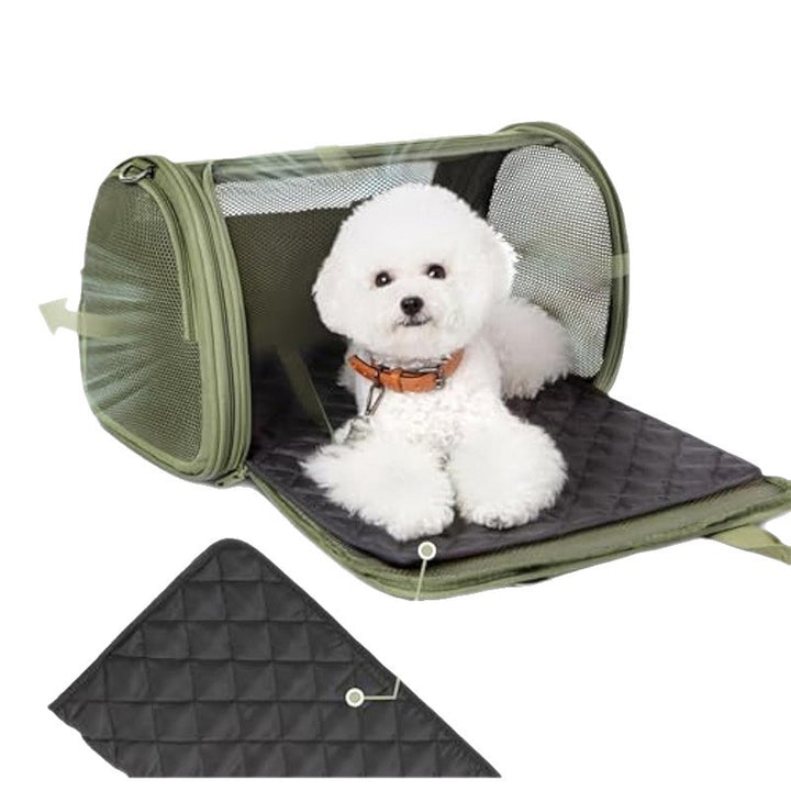 Transport box for pets with breathable mesh inserts Bowlift