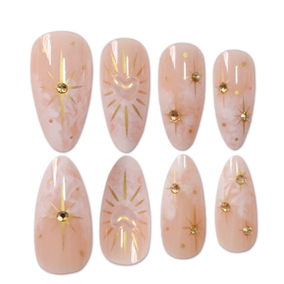 Stiletto Nail Art Extensions with Celestial Design Bowlift