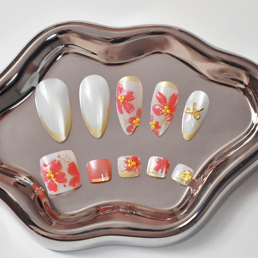 Floral Design Gel Nail Art Bowlift