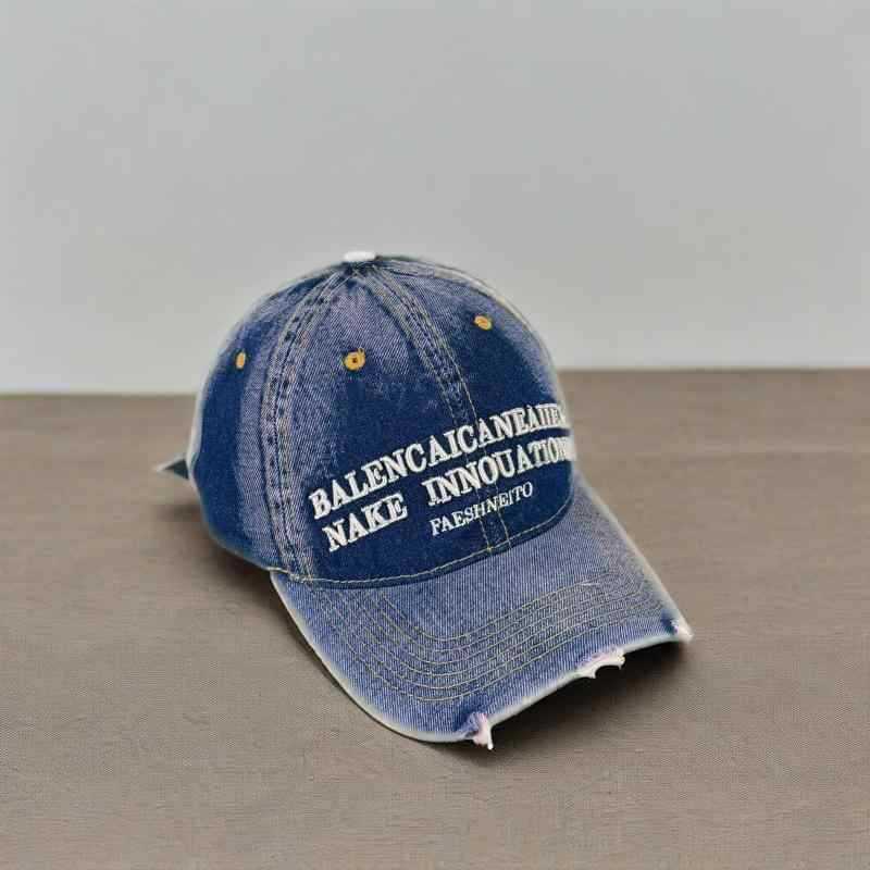 Unisex Vintage-Inspired Distressed Denim Baseball Cap Bowlift